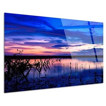 Tableau Paysage Lever de Soleil sur le Lac 50x30 cm