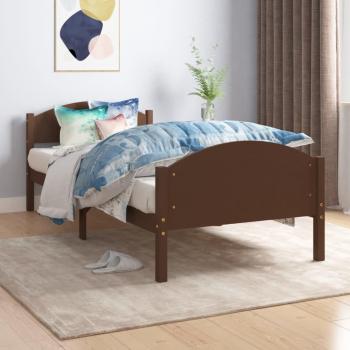 Vidaxl Bed Frame Dark Brown Pine Wood 100x200cm