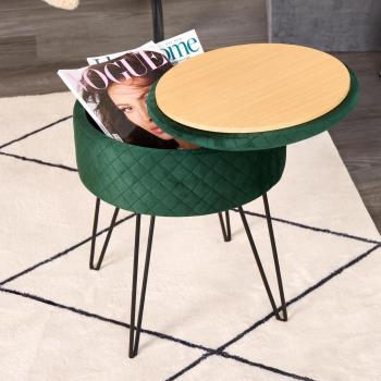 OHS Quilted Velvet Storage Hairpin Stool