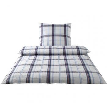 Luxuriöse Seersucker-Set – Piccadilly Saphirblau, 135x200 cm + 80x80 cm