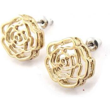 Pendientes elegantes dorados 'Rosa Romántica' de Les Trésors De Lily