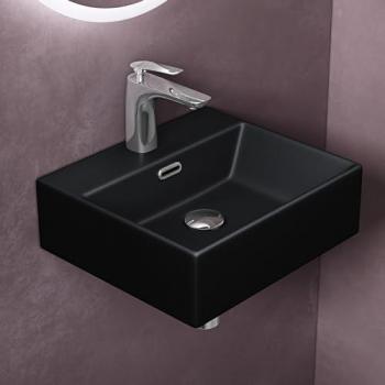 Lavabo Sospeso Rettangolare in Ceramica Nero Opaco 41x36x13cm