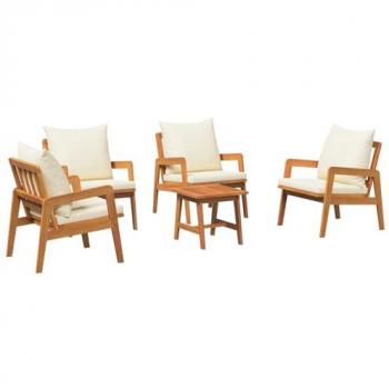 Bistro en Madera Acacia 5 piezas con cojines integrados