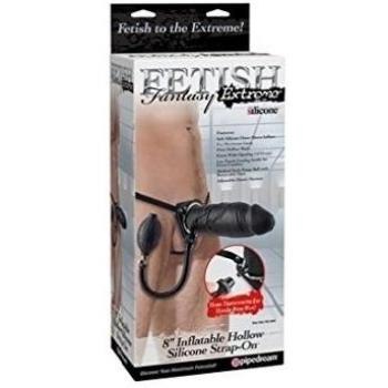 Pene Hinchable con Arnés Negro de 20 cm