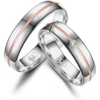 Silber‑Ehering MARRYA – Rosa (Größe 54) – Damen‑Ring – 925 Sterling