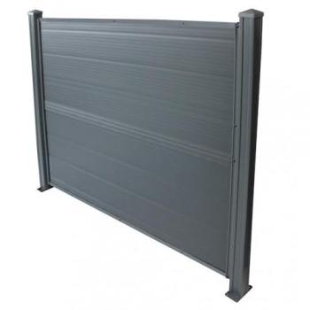 Pannello Recinzione Privacy Frangivento in PVC con Pali in Alluminio 150x120 Grigio Scuro