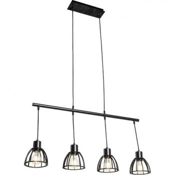4-flammige Pendelleuchte Fotu, Industrie-Stil, Schwarz, E27, ohne Leuchtmittel