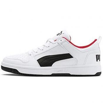 Puma Rebound Layup Lo SL, Baskets Mixte Adulte, Blanc UK (Puma White-Puma Black-High Risk Red 01)
