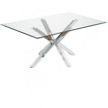Table à manger en verre et chrome IDOL 180 cm Rectangulaire