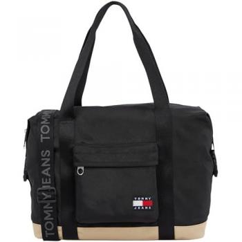 Tommy Jeans Weekender «TJM ESS DAILY DUFFLE» – Unisex-Reisetasche, schwarz mit kontrastfarbenem Boden