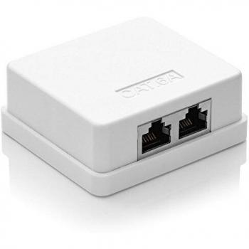 DeleyCON CAT 6a Aufputz Netzwerkdose 2x RJ45 Buchse geschirmt 10 Gbit Ethernet RAL 9003