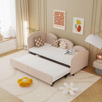 Canapé-lit rose 90x200 pour chambre d'enfant