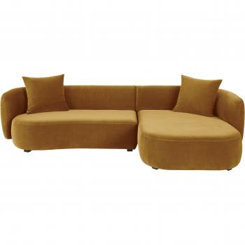 Canapé D’Angle Velours Ocre MDP 4‑Place