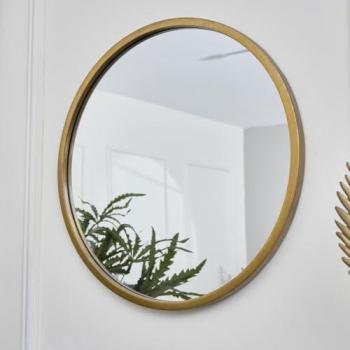 MELODYMAISON Large Round Gold Wall Mirror 50cm x 50cm