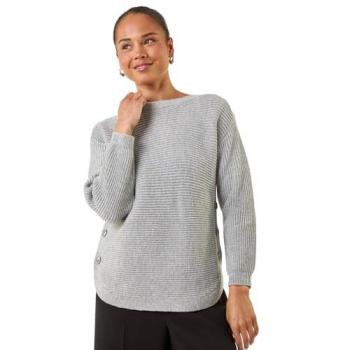 Roman Grey Petite Curve Hem Knit Jumper – Lässiger Damen Pullover Grau
