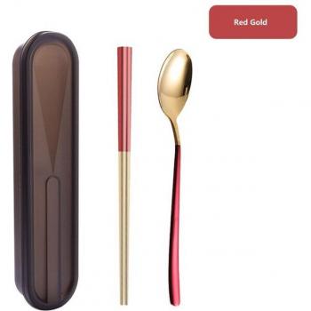 Foldable Gold Cutlery Set with Stainless Steel 304 Spoon and Fork