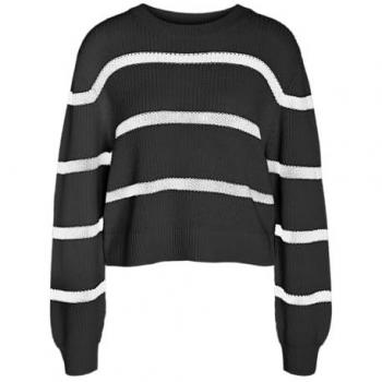 Noisy May Jersey Maysa Blanco y Negro Estilo Casual Larga Manga