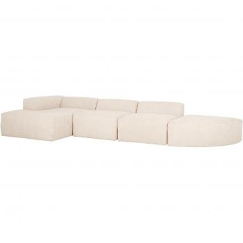 Decowood Sofá Curvo de 6/7 Plazas, Bouclé Blanco con Chaise Longue Izq