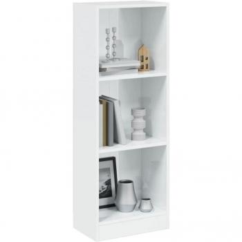 Tre Ripiani Libreria in Legno Multistrato Bianco Lucido