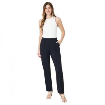 Navy Women's Tapered Trouser with Elasticated Waist and Pintuck Detail