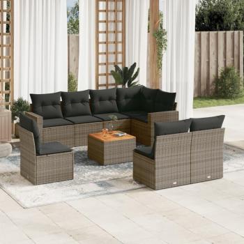 Outdoor Living Grey Rattan Sofa Ensemble – 9 Pieces, Cushion Included