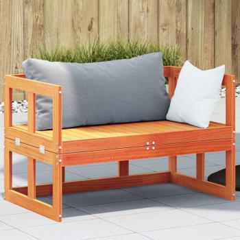 Siège de terrasse moderne, canapé extensible bois naturel, teinte marron