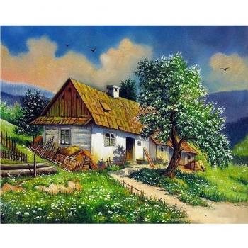 Gartenkunst Diamantstickerei Ländliche Szene 20X30CM