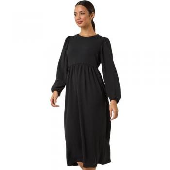 Robe Midi Noir en Jersey Élastique 48