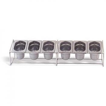 Kit support inox + 6 bacs GN 1/9 – 100 mm, marque Pujadas