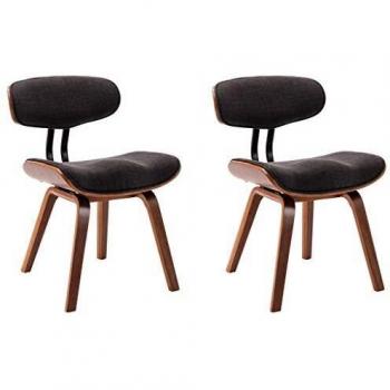 VidaXL Sillas de Comedor de Madera Curvada y Tela Gris (2 Unidades)