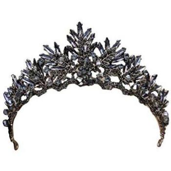 Frcolor Vintage Brautschmuck – Schwarze Kristallkrone Stirnband