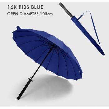 Parapluie Noir avec Manche en Forme de Katana et Sangle Longue Ninja