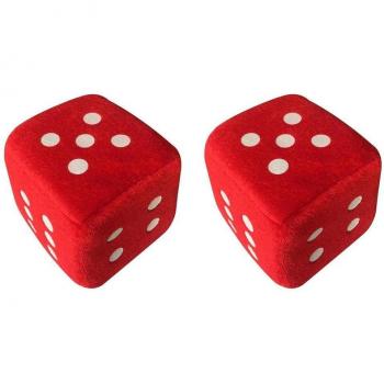Fuzzy Dice Car Pendant with White Dots