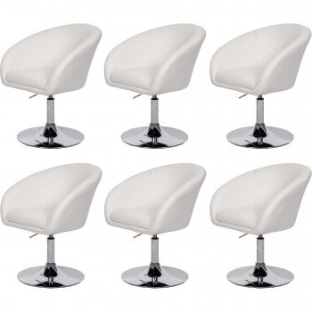 Lot de 6 chaises MENDLER HWC‑F19 – Similicuir Blanc, réglage hauteur