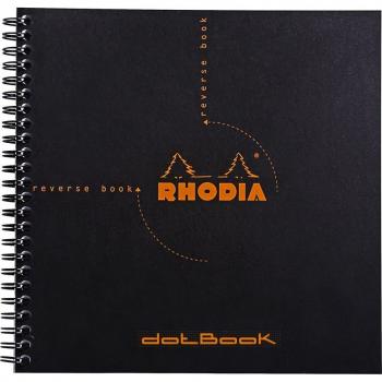 Rhodia 193639C Cuaderno Reversible Cuadrado en Negro, estilo clásico