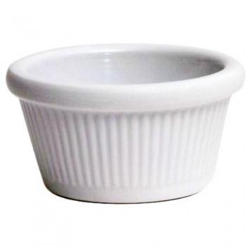 White 1 oz Fluted Melamine Ramekins – 48 Unit Case – Strong Plastic Sauce Containers