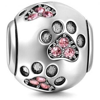 Patte d'Animal de Compagnie en Argent 925 – Collier Rose