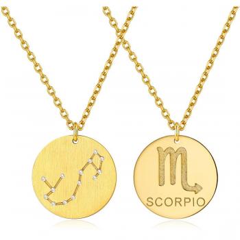 Collier Pendentif Gravure Signe Astrologique Scorpion en Argent 925