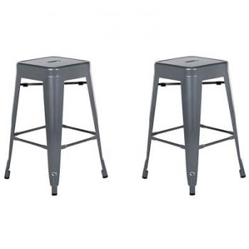 2er Set Barhocker Grau 60 cm aus Metall