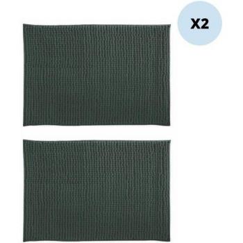 Pack Tapis Bain Chenille 40x60 cm, Vert Foncé – 2 unités