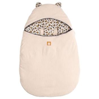 Sauthon Nid d'Ange Bébé 5 Attaches Velours Côtelé, Intérieur Gaze de Coton Noir