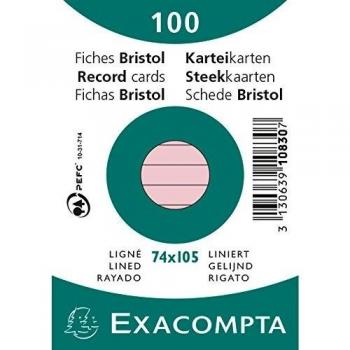 Fiches bristol rose A7 ligné 205 g/m²