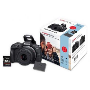 Canon EOS R100 18‑45 mm IS STM Special Edition mit LP‑E17 Akku & PH128 GB SD – 8714574688961