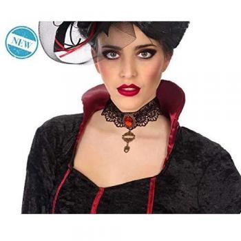 Gargantilla con Encaje y Piedra Preciosa de Vampiresa