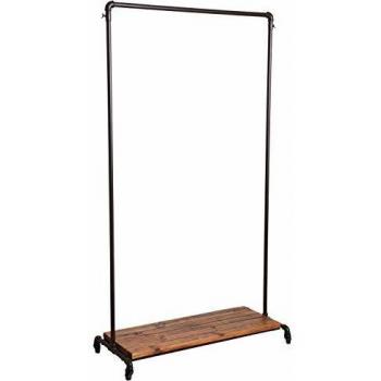 Portant en métal et bois vieilli avec roulettes