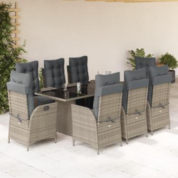 Comfortable 9-Piece Garden Dining Set with Cushions