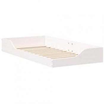 Lit en bois de pin blanc 75 x 190 cm avec rangement