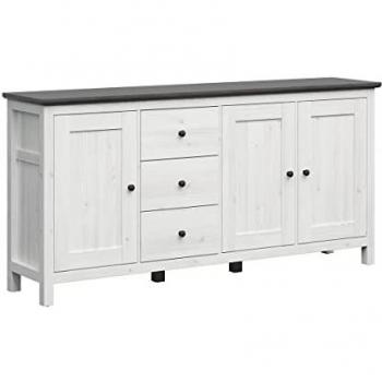 Mueble de almacenamiento 3 puertas y 3 cajones blanco y beige oscuro