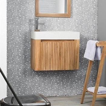 Meuble Suspendu Teck 60 Crème
