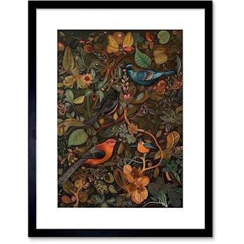 Folk Autumn Tree with Birds & Butterflies, Wall Decor